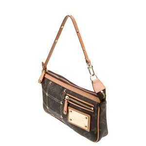 Louis Vuitton Brown Monogram Riveting Pochette with Gold Plate